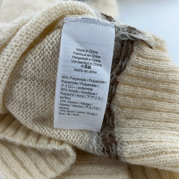 J Crew sweater Women's Fair Isle yoke puff-sleeve neutral classic traditional‎ - Picture 9 of 10